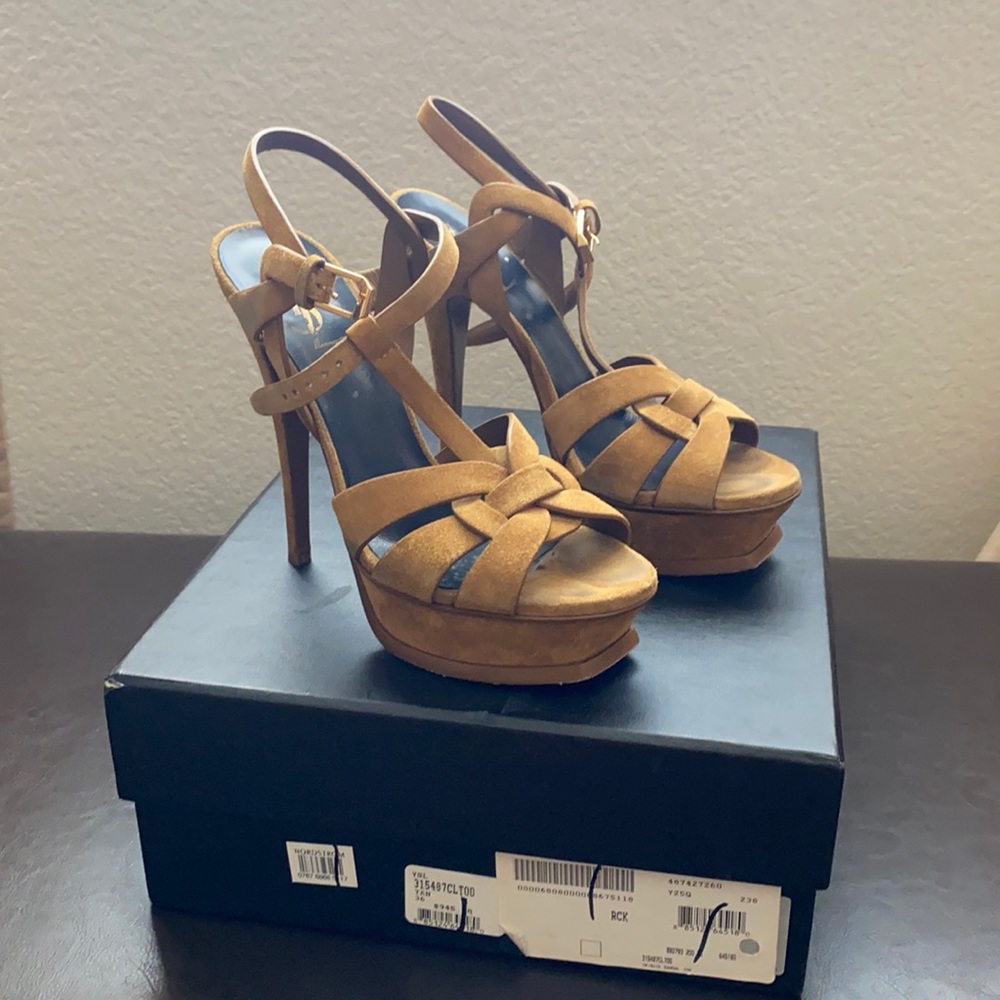 Women’s Suede Platform High Heel Sandals - Tan